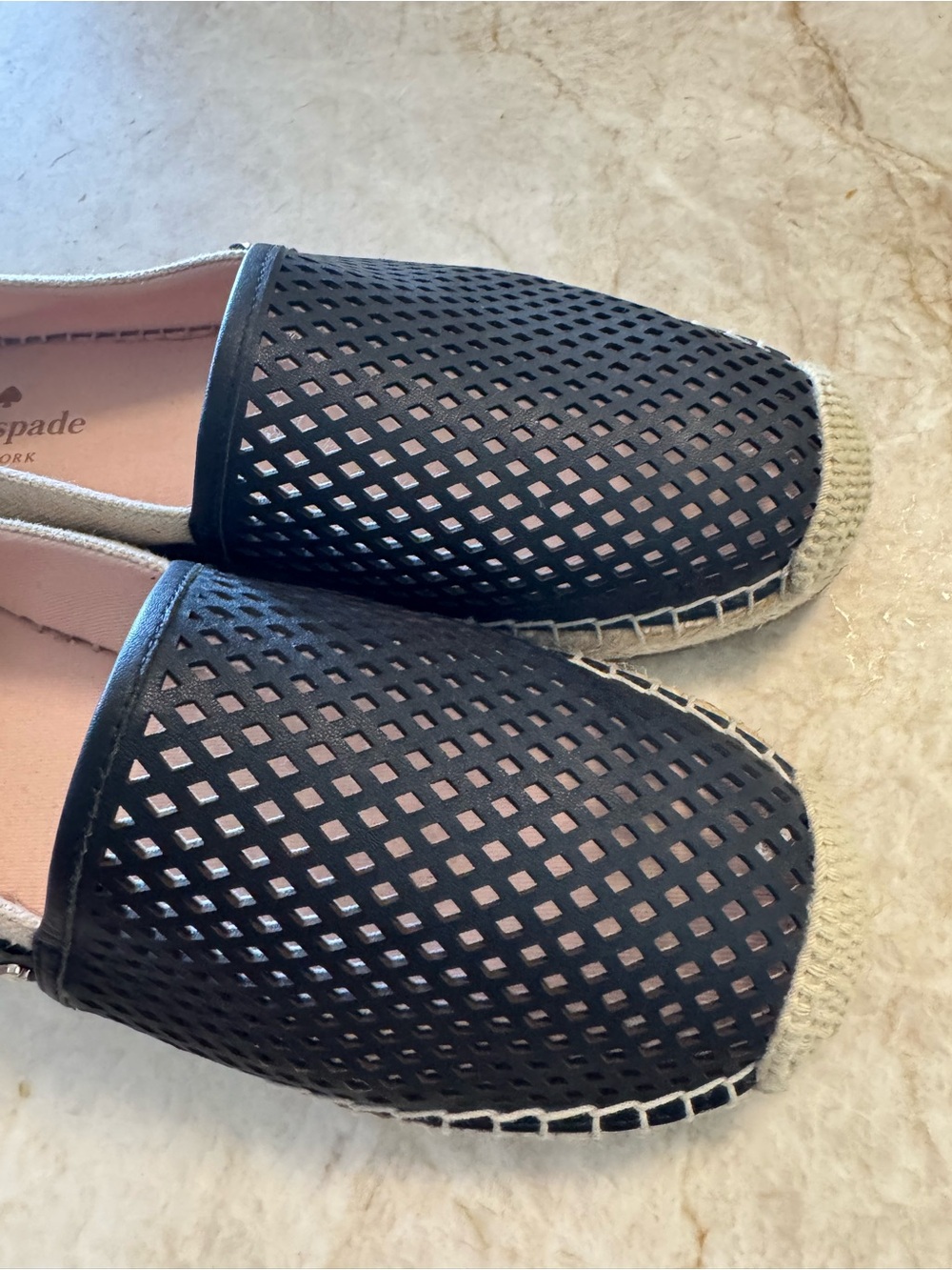 kate spade Black Perforated Espadrille Slip-Ons - Picture 11 of 12